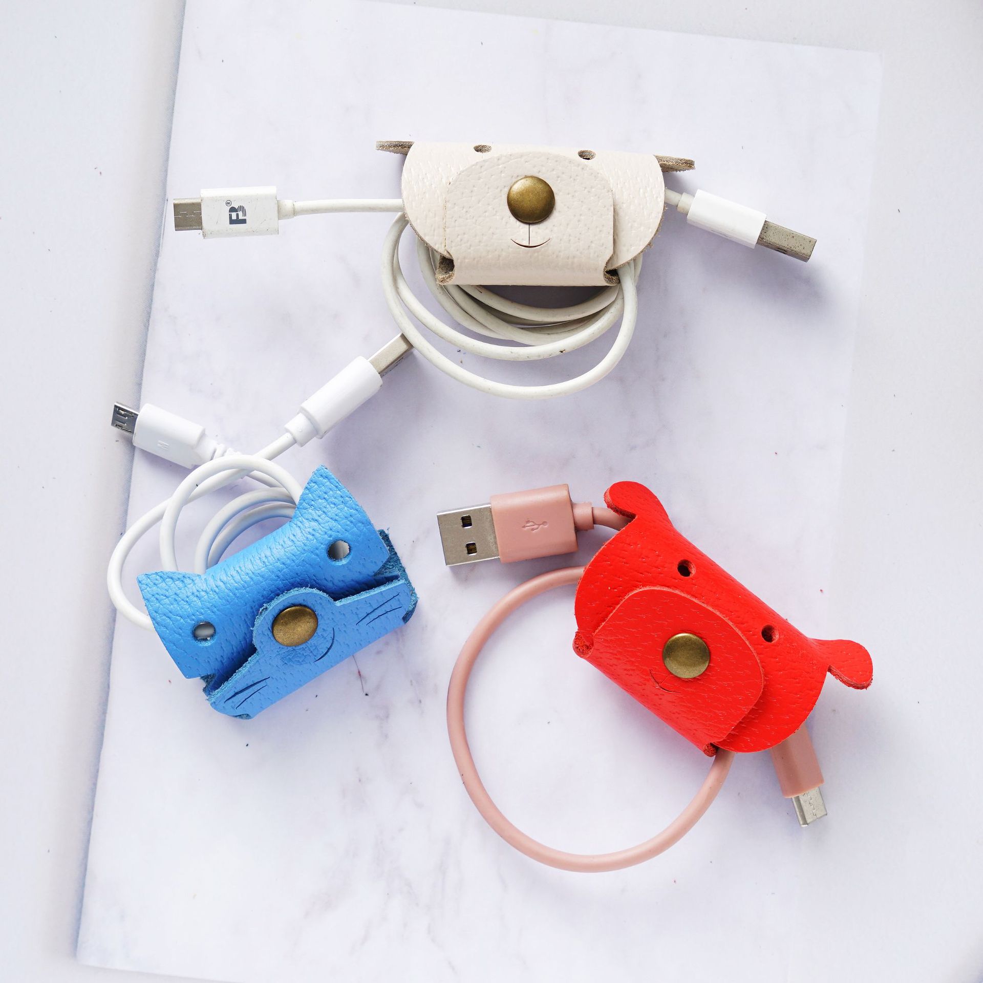 Travel Cable Organizer - Faux Leather Anti‑Loss Cable Organizer Clip,